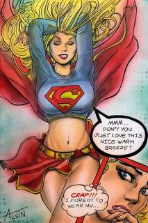 Alvin Silvrants | Bottomless Supergirl - Original drawing in colour by Alvin Silvrants | Catawiki
