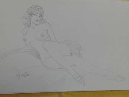 Leone Frollo | Leone Frollo - original illustration "Milady erotica " firmata - Page volante - Exemplaire unique | Catawiki
