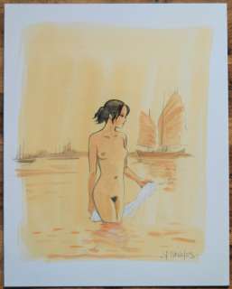 Charles, Jean-François | Charles, Jean-François - Crayonné original couleur - China Li - Au bord du fleuve | Catawiki