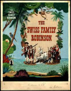 Glanville | Regent Classics - Originele gouache op board (37,6 x 29 cm.) - Coverillustratie van ’The Swiss Family Robinson’ - (1950/1955) | Catawiki