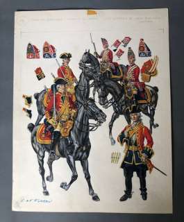 Funcken, Fred & Liliane | Funcken, Fred & Liliane - Dessin original - Uniforme & armes de la guerre en dentelle T2 - Grande Bretagne Maison du Roi - (1969) | Catawiki