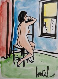 Loustal, Jacques de | Loustal, Jacques de - Dessin couleur original - Nu assis | Catawiki