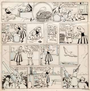 Pinchon - Â«Yanek i YankaÂ». Encre de Chine et crayon bleu pour la planche