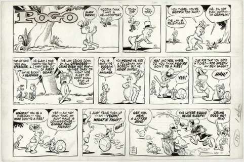 108: Kelly Pogo Sunday 3/31/63 original comic art | Russ Cochran