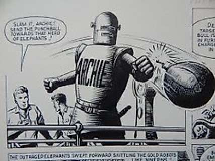 Kearon, Ted - Kearon, Ted - Originele pagina - Archie, de man van Staal - Robot Archie and the Golden Men - (1966)