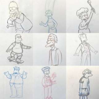 Matt Groening | The Simpsons - Lot of 18 various originals animation production drawings (20th Century Fox) | Catawiki