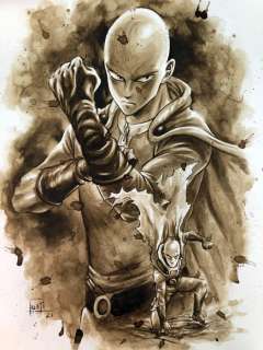 Juapi Coffee Artist | Original Coffee Painting - SAITAMA (One Punch Man) (2021) | Catawiki