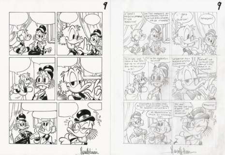 Lara Molinari | I Classici di Walt Disney seconda serie #523 - Lara Molinari - tavola originale + preparatorio "Paperinik l’inafferrabile Vendicatore" - Page volante - Exemplaire unique - (2021) | Catawiki