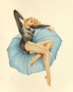Alberto Vargas (American, 1896-1982)
 Pillow Talk, Esquire illustration
 Watercolor on board
 27 x 22 inches (68.6 x 55.... | Heritage
