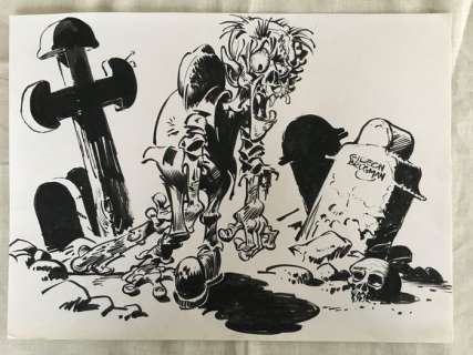 Gideon Brugman | Brugman, Gideon - Originele tekening - "Griezel" - Professor Ambrosius - Page volante - (1972) | Catawiki