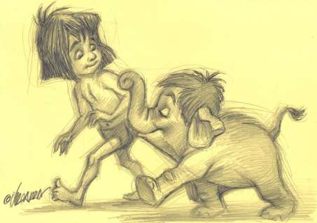 Joan Vizcarra | Mowgli & Hathi Jr. [The Jungle Book] - Original Drawing - Joan Vizcarra - Pencil Art | Catawiki