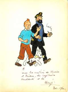 Hergé | Tintin, illustration couleurs Ã  l’encre de Chine … | Banque Dessinée