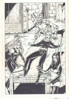 Tim Seeley - Hellion #? P. 17 - babe in bondage splash - signed