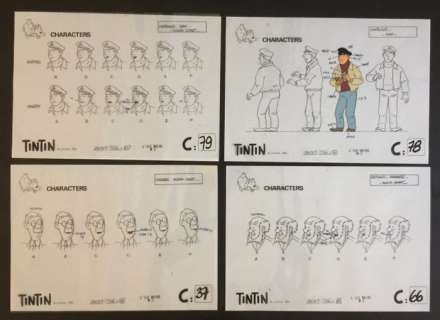 Studio Hergé | Tintin T7 - 4x Celluloid Ellipse - L’ile Noire - (1990) | Catawiki