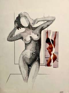 Eugène Eechaut | Eugène Eechaut - 10 Dessins originaux nu - Travail Ã  l’encre et collages - (1978/1981) | Catawiki