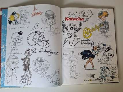 Walthéry,Carin,Laudec,Van Linthout,Batem,Casten,Servais,Clarke,Bercovici, Stibane,Hardy,Wasterlain | Natacha - Natacha spécial 20ème anniversaire avec collectif de 14 dédicaces Natacha - Cartonné - EO - (1990) | Catawiki