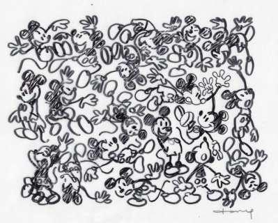 Tony Fernandez, Disney Artist | Mickey Mouse inspired by Keith Haring’s Art - Original Preliminary Sketch - Tony Fernandez Signed | Catawiki