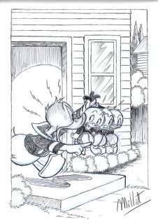 Millet | . Donald, Huey, Dewey & Louie Duck - Millet - Original Drawing - EO | Catawiki