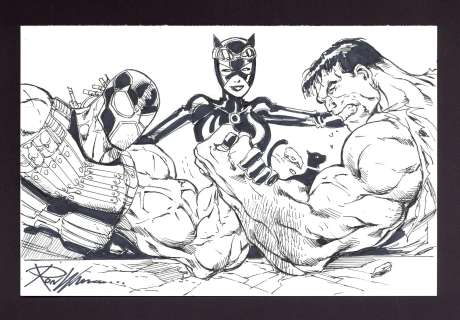 Hulk vs. Bane (ft. Catwoman) Sketch by Ron Williams | mycomicshop.com