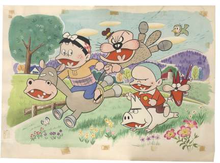 Fujio Akatsuka Hand-Drawn Color Illustration "Mōretsu Atarō"