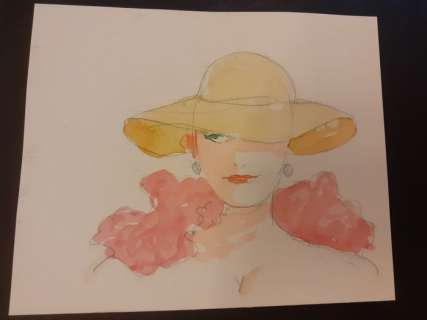 Leone Frollo | Leone Frollo - Mona Street acquerello originale - Page volante - (2010) | Catawiki