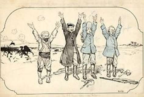 Hérouard, Chéri (1881 - 1961) | Chéri Hérouard - Originele tekening voor een politieke spotprent - ’Ottomanen geven zich over’ - (1915/1925) | Catawiki