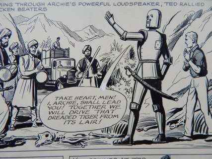 Kearon, Edward | Kearon, Edward - Originele pagina - Archie, de man van Staal - Bodyguard to the menaced Rajan - (1958) | Catawiki