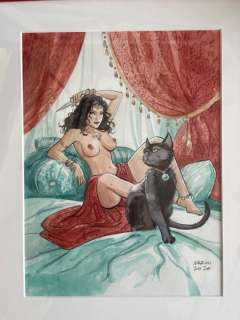 Enrico Marini | Le Scorpion - Mejal et son chat faraon - Page volante - Exemplaire unique - (2020) | Catawiki