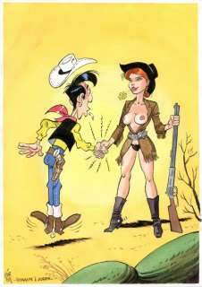Gã¼Rsel, Gã¼Rçan | GÃ¼rsel, GÃ¼rçan - - Originele tekening in kleur - Tribute to Morris - Lucky Luke - (2022) | Catawiki
