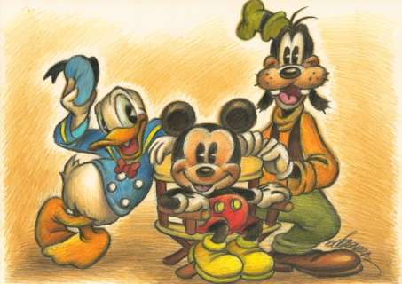 Joan Vizcarra | Disney Best Friends: Mickey, Donald & Goofy - Original Drawing - Joan Vizcarra - Pencil Art | Catawiki
