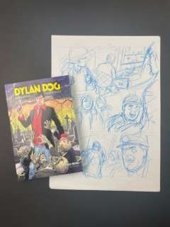 Brindisi - Civitelli | Dylan Dog - Volume + 3x bozzetti originali - Page volante - Éditions mixtes (voir description) - (2014) | Catawiki