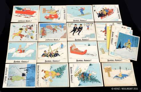 Hergé | TINTIN, CARTES NEIGE: JOYEUX NOÃ‹L ET BONNE ANNÉE . Une collectio | Coutau Bégarie