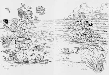 Formosa, Gil | Formosa, Gil - Dessin original - Boule & Bill Ã  la plage - Calendrier Dupuis | Catawiki