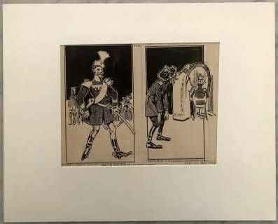 Jordaan , Leendert Juriaan (Leen) | Leen Jordaan (1885 -1980) - 2 tekeningen voor spotprenten - " Vorstenplicht" en "Parade " - (1910/1920) | Catawiki