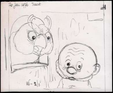 Dulieu, Jean | Paulus de Boskabouter - Originele pentekening - voorstudie Paulus en Oehoeboeroe - Page volante - (1976) | Catawiki