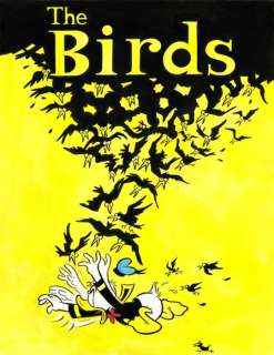 Tony Fernandez | Donald Duck Inspired By Hitchcock’s The Birds (1963 Film) - Original Painting - Tony Fernandez Signed - Original Acrylic Art - 44 x 32 cm | Catawiki