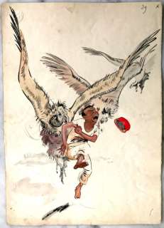 Piet Van Der Hem (1885-1961) | Piet van der Hem (1885-1961) - Gemengde techniek op papier - Originele illustratie voor ’Avonturen met Oom Theo en Aboe Do’ - (1926) | Catawiki