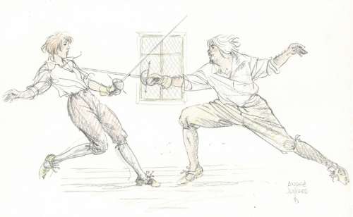 André Juillard | Plume aux vents, dessin original à la mine de plomb et à l’aquarelle. | Septimus