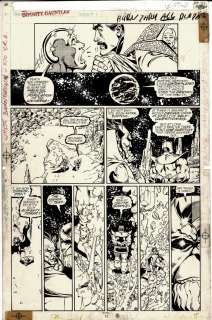 George Perez Joe Rubinstein - infinity gauntlet #1 p 11 (iconic page! Thanos tells mephisto his plan to exterminate half the universe! Silver surfer & dr strange! ) 1991
