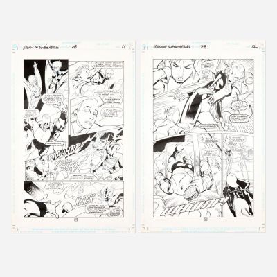 Lot 315 - Lee Moder and Ron Boyd, Legion of Super-Heroes #78 Story Pages 11 and 12 Original Art (DC Comics, 1996)