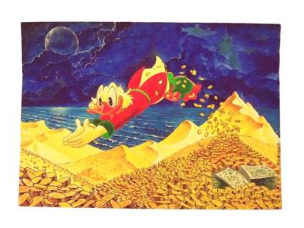 Bas Heymans | Uncle Scrooge - "Moonshine Beach’ - Original Signed Watercolour Drawing by Bas Heymans | Catawiki