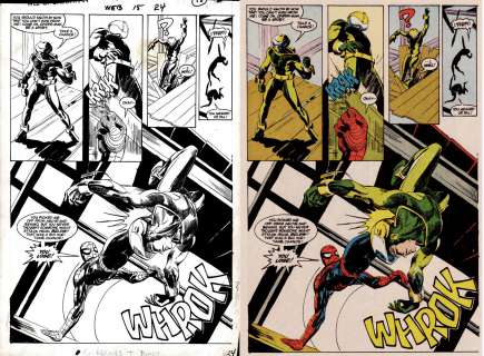 Kyle Baker, Mike Harris - web of spider-man #15 p 15 splash (sold live on ‘dueling dealers of comic art‘ episode #19 podcast on 5-26-2021 (re-watch our funny art selling show here)