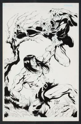 Rob Lean | Conan the Barbarian vs. Werewolf Pinup Pencils by Ron Adrian, Inks | mycomicshop.com