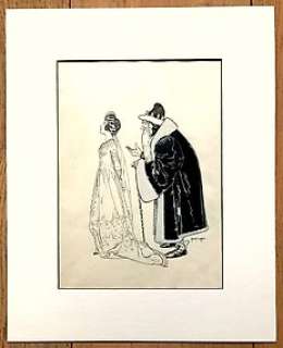 Hérouard, Chéri - Hérouard, Chéri - Oostindische inkt en blauw kleurpotlood - Prinses belaagd door Magiër - (1945/1950)