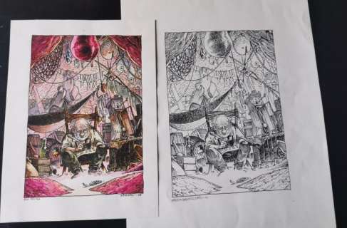 Massimiliano Frezzato | Massimiliano Frezzato - illustrazione originale "Geppetto" + Esecutivo Acquerellato - (2008) | Catawiki