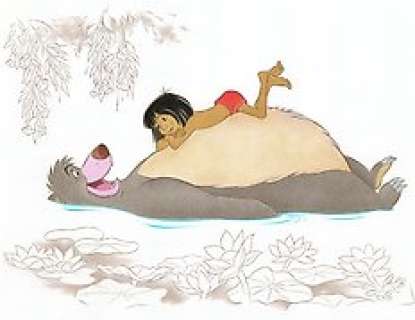 Jaume Esteve - Mowgli & Baloo [The Jungle Book, 1967] - Best Friends! - Original Drawing - Jaume Esteve - Signed - Pencil Art - 50 x 35 cm - Original Artwork