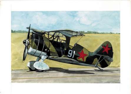 Bunya Watanabe Hand-Drawn Color Illustration Polikarpov I-15 | Mandarake (Big Web)