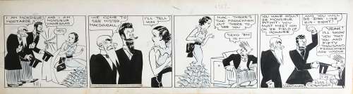 Russ Westover - Original strip for Tillie the Toiler. 1934. Cm. 59x16. Ink. Signed. Mint
