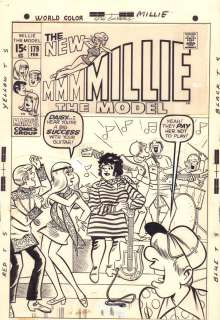 John Verpoorten, Stan Goldberg - millie the model #179 cover - rock show - 1970 signed