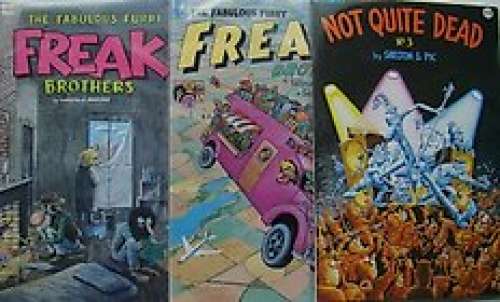 Gilbert Shelton, Pic, Paul Mavrides & Dave Sheridan - Various - 3x underground comics w/drawings & signatures: The Fab.Furry Freak Brothers & Not Quite Dead -3x - Broché - EO - (1990/1996)